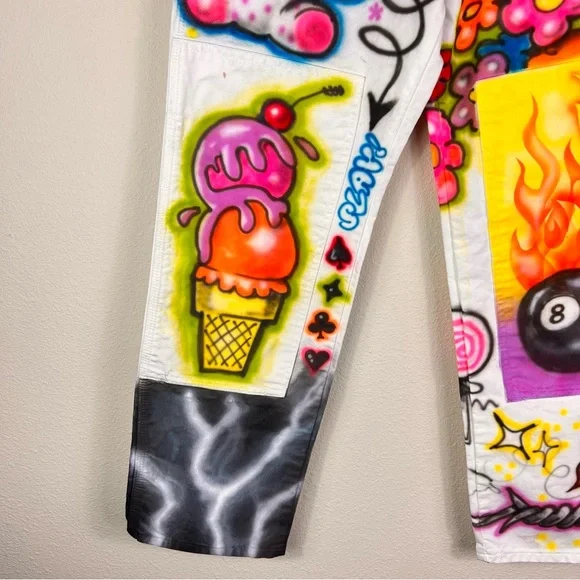Small Women’s Graffiti Art Spray Art Painters Pants Street Wear 30 x 30 - Picture 12 of 17
